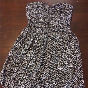 Strapless navy floral dress